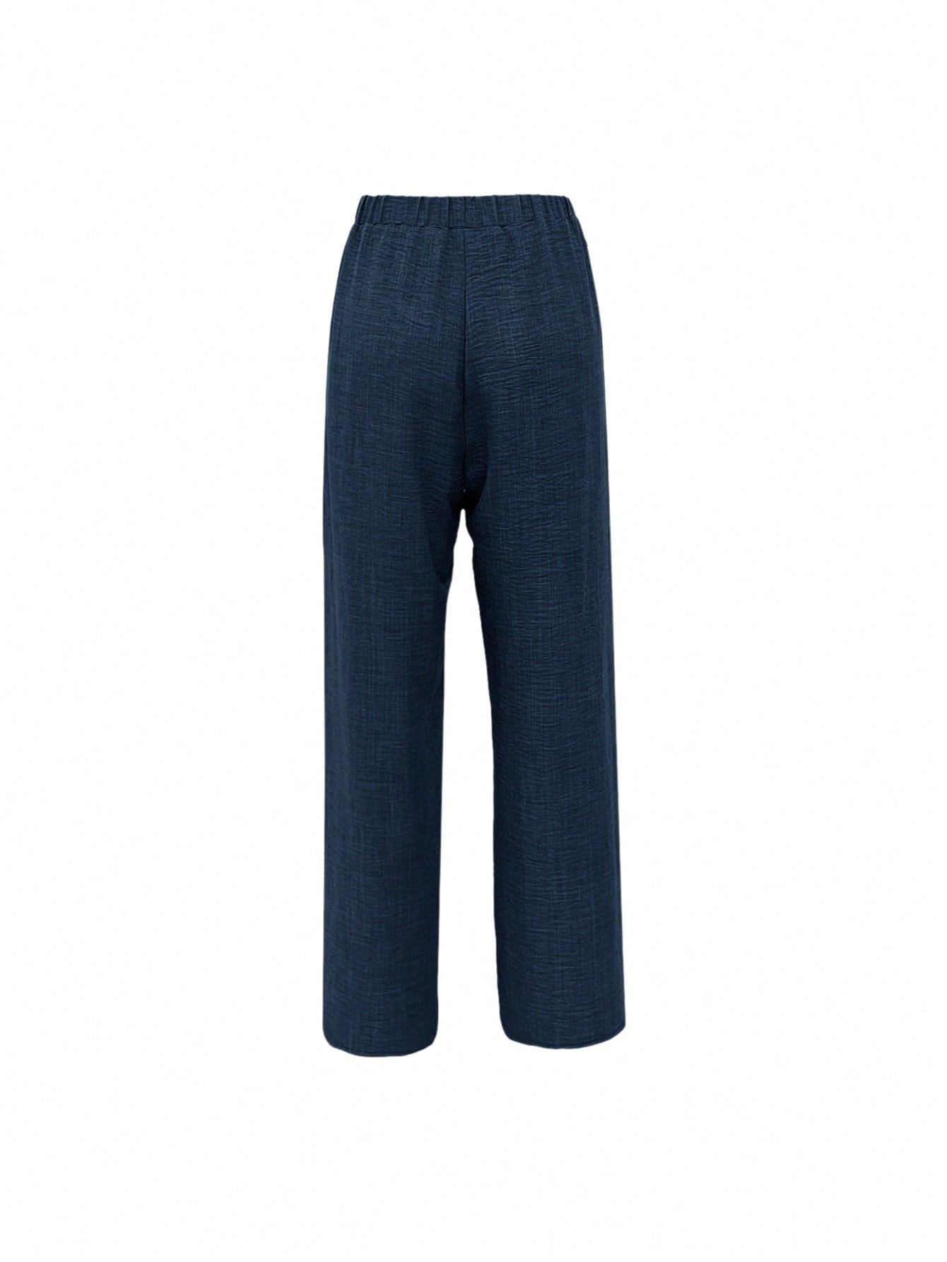 EMERY ROSE Women's Casual Jeans-Like Side Lace Long Pants Navy Blue